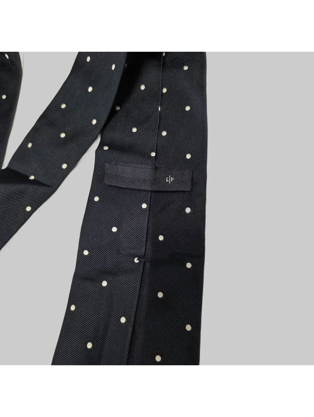 Loro Piana Luxury Tie Necktie SUITS Mes SILK  Dark Navy Polka Dots Long 61x3.3/4